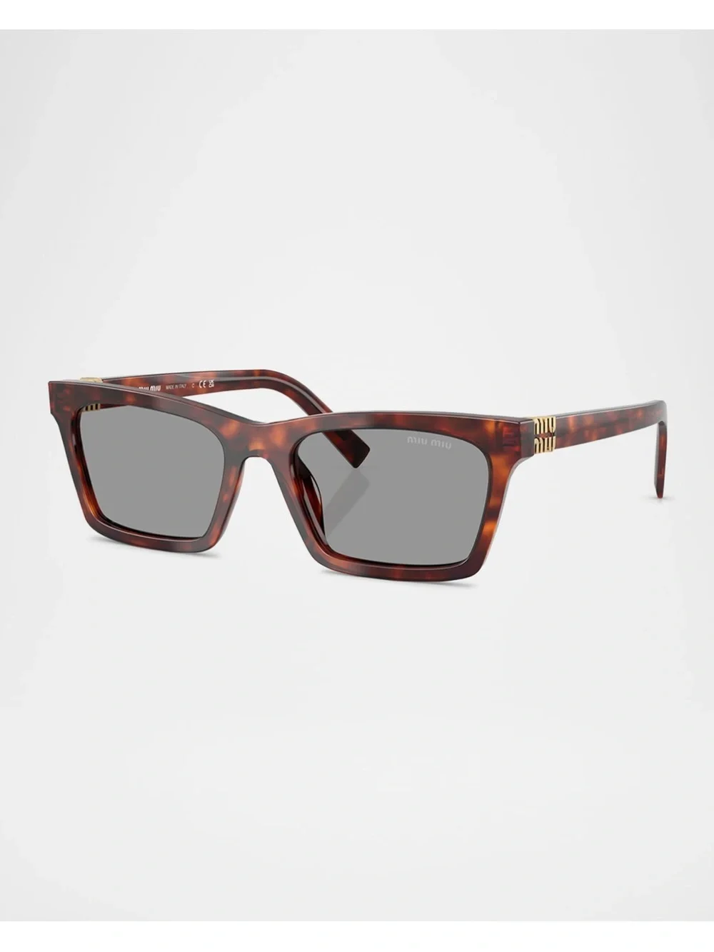 Miu Miu Brown Tortoiseshell Square Frame Sunglasses with Gold Accents MIU MIU Square-frame tortoiseshell acetate and gold-tone  main image 2